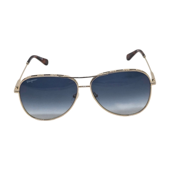 Salvatore Ferragamo Gold Frame Blue Lens Sunglasses main image 4